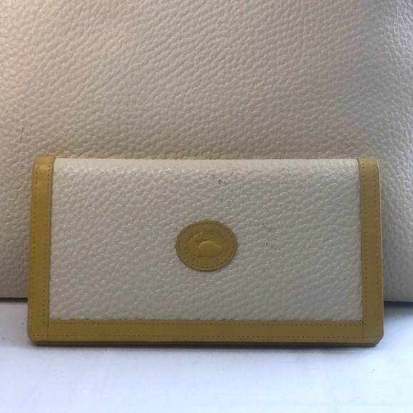 Dooney&Bourke all weather Leather tote and matching wallet EUC Cream&Yellow - Picture 2 of 16